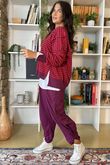 The Sunday Morning Stripe V Slouch Sweatshirt Aubergine Red